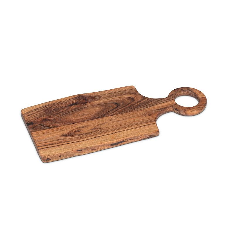 Small Ring Handle Acacia Wood Serving Board – 8" x 18"