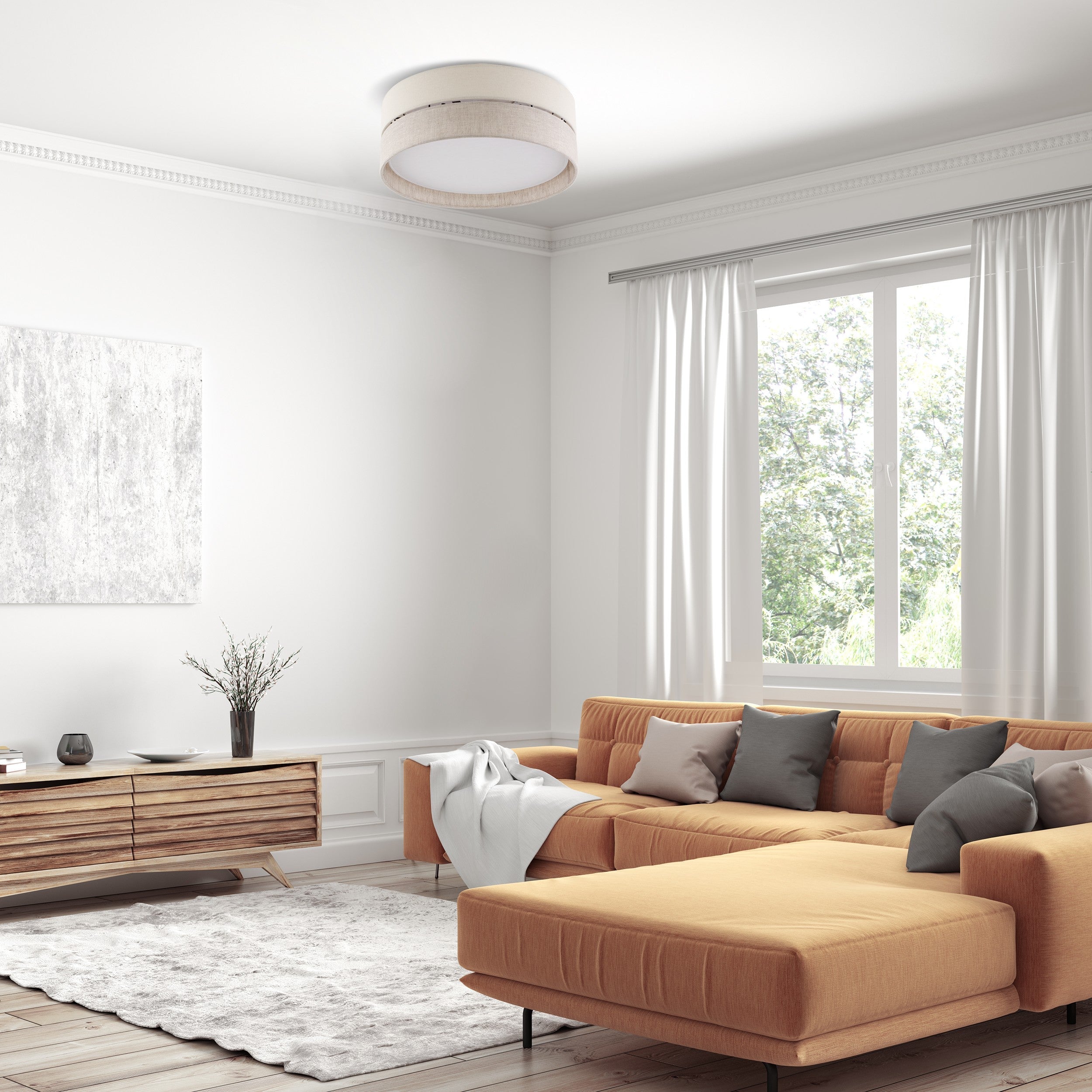 ECO Scandinavian Medium Flush Mount Ceiling Light Fixture for Kitchen, Hallway & Living Room – Minimalist Lighting