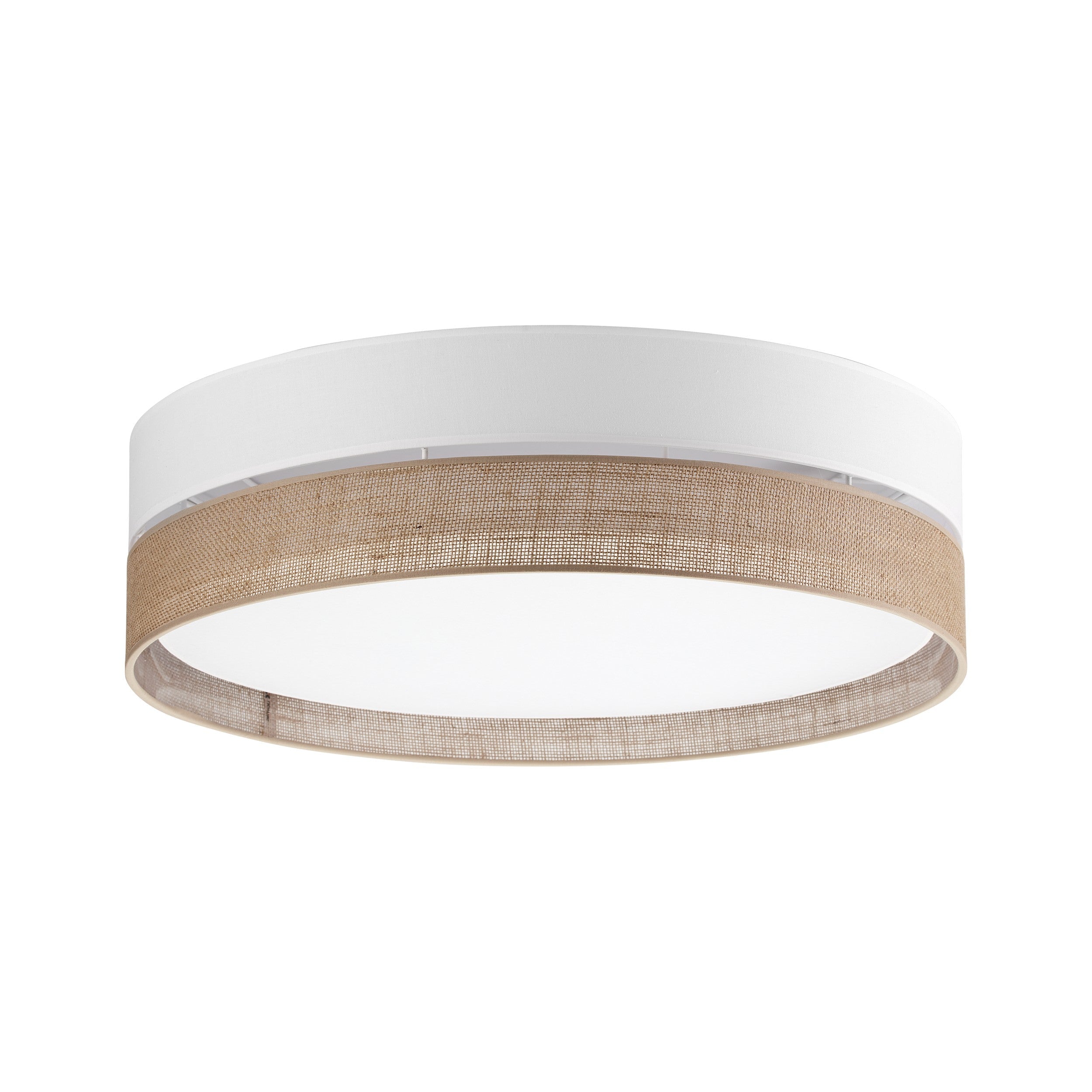 Linobianco Natural Linen Scandinavian Flush Mount Ceiling Light for Bedroom, Hallway & Low Ceilings