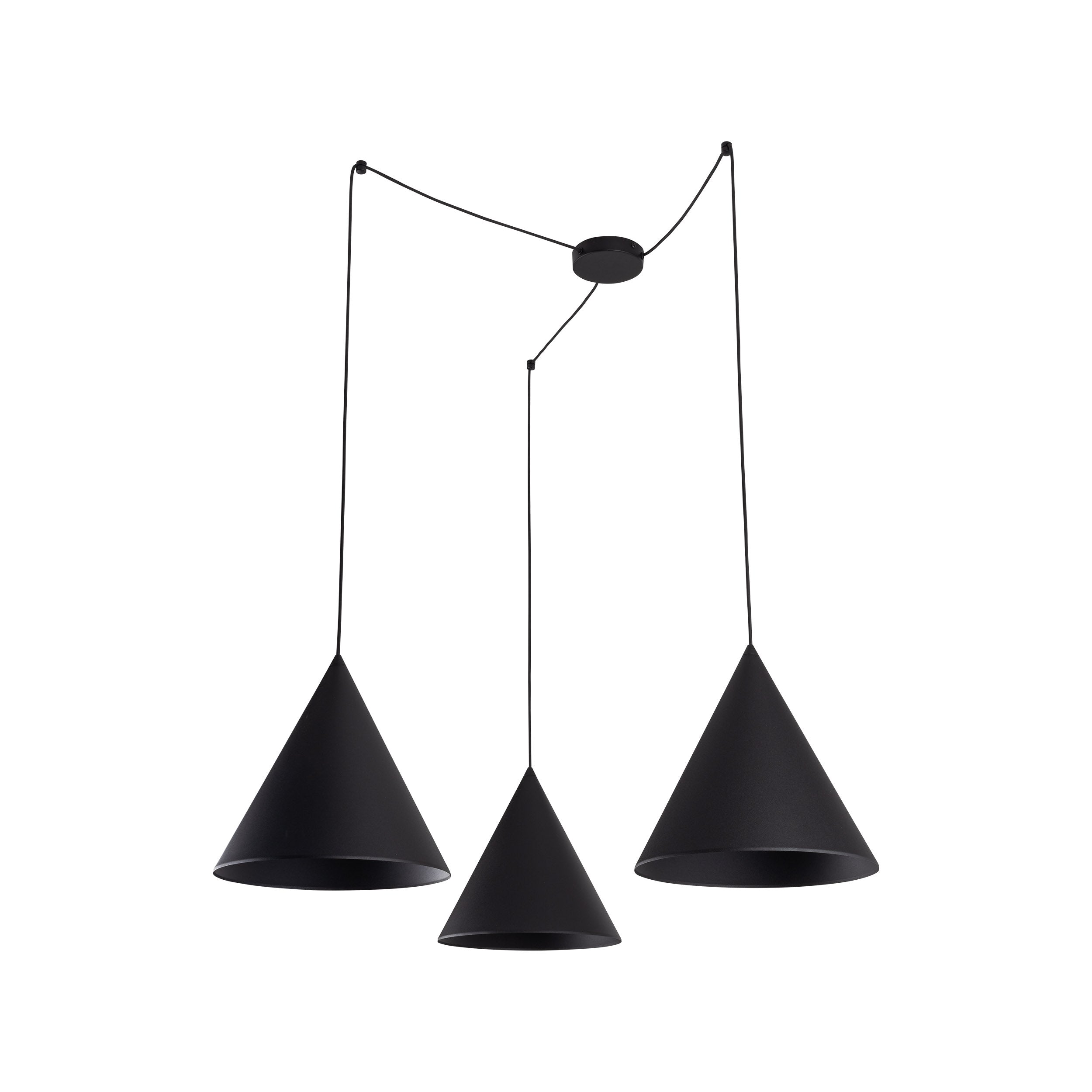 CONO Black Modern Minimalist Suspension Pendant Ceiling Light Fixture for Kitchen Island, Dining Room & Living Room (3-Light)