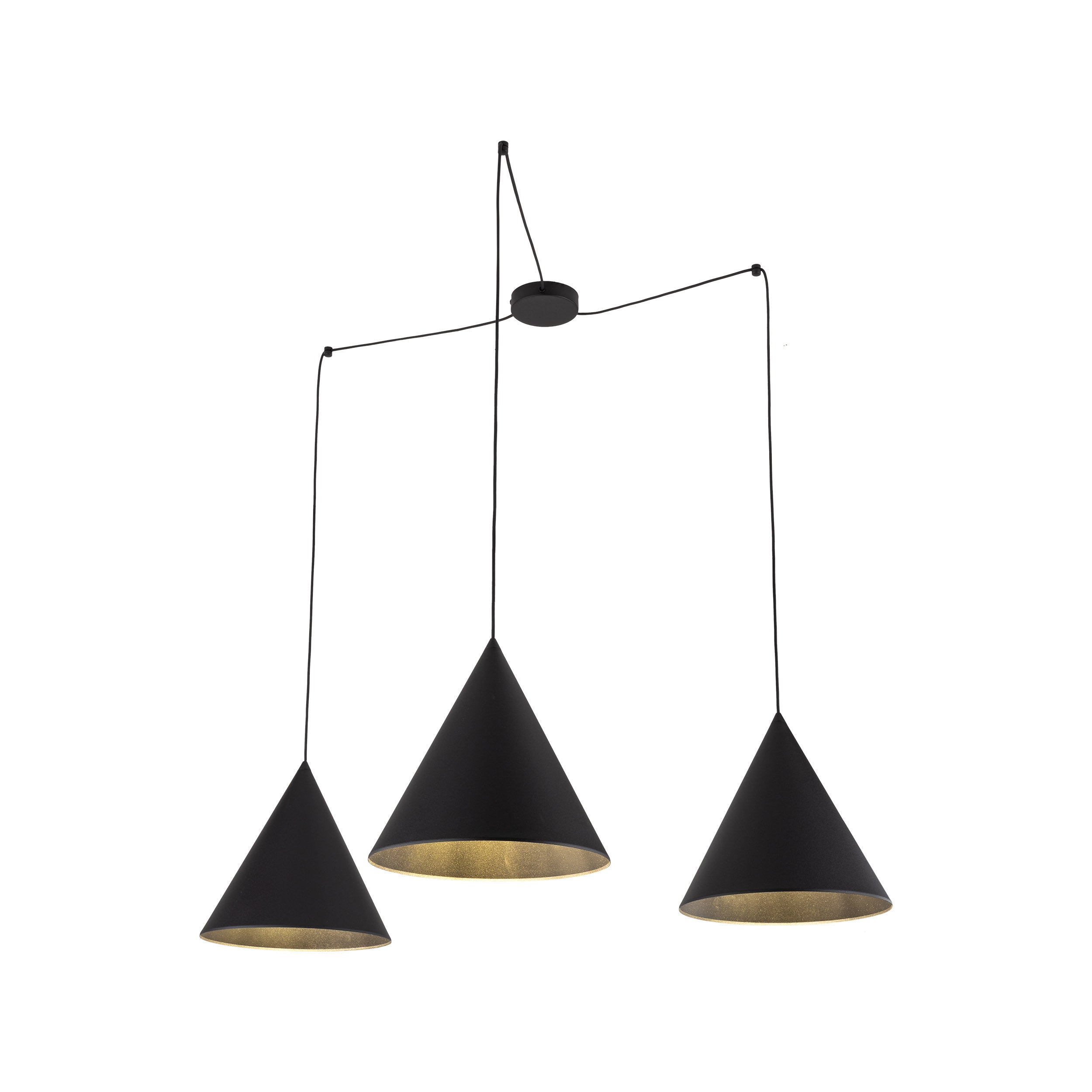 CONO Black Modern Minimalist Suspension Pendant Ceiling Light Fixture for Kitchen Island, Dining Room & Living Room (3-Light)