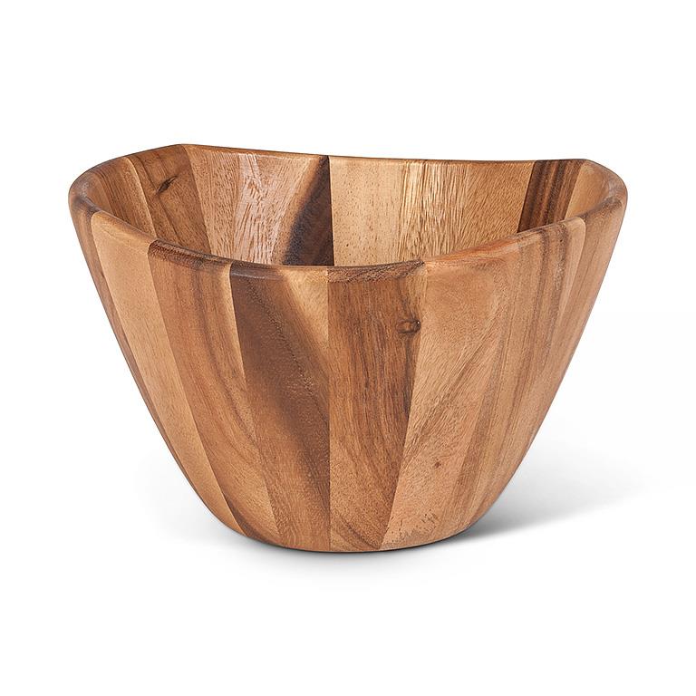 Natural Edge Acacia Wood Salad Bowl – Handcrafted Serving Bowl (10")