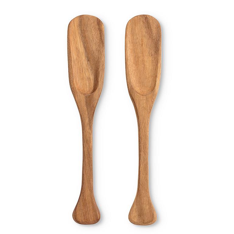 Long Acacia Wood Paddle Servers – Handcrafted Salad & Serving Utensils (14")
