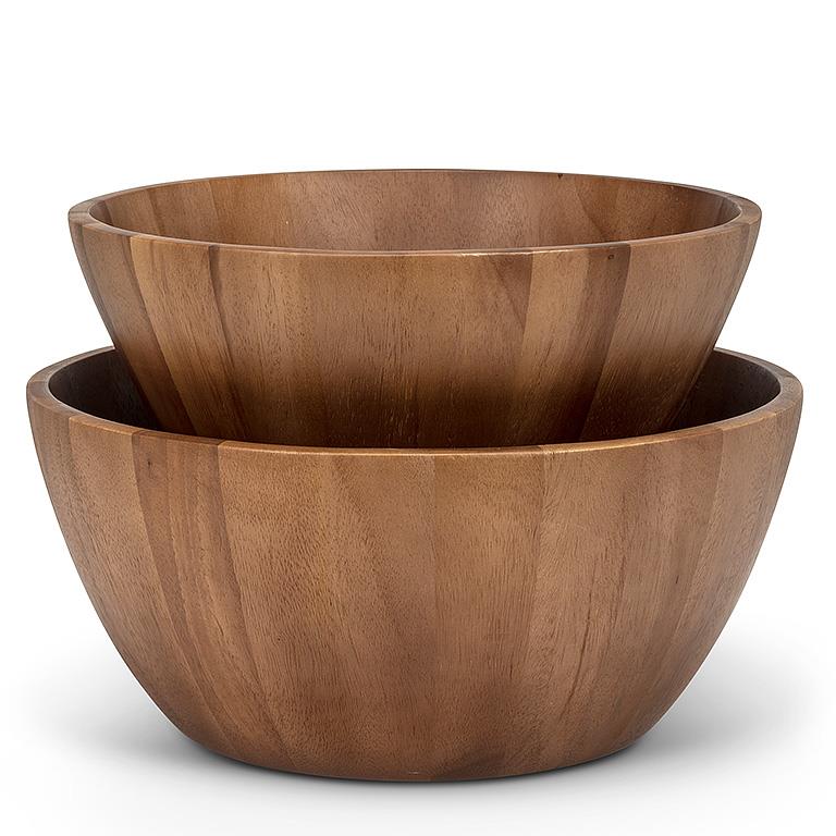Extra Large Deep Acacia Wood Serving Bowl – Rustic Handcrafted Salad & Entertaining Bowl (15.75")