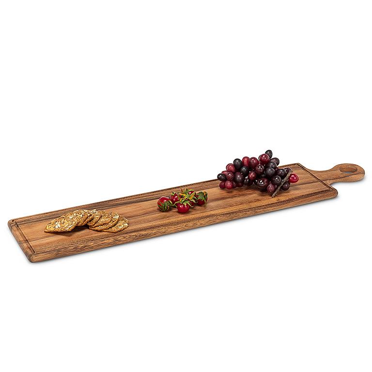 Acacia Wood Paddle Board with Groove – Rustic Charcuterie & Serving Board (27.5")