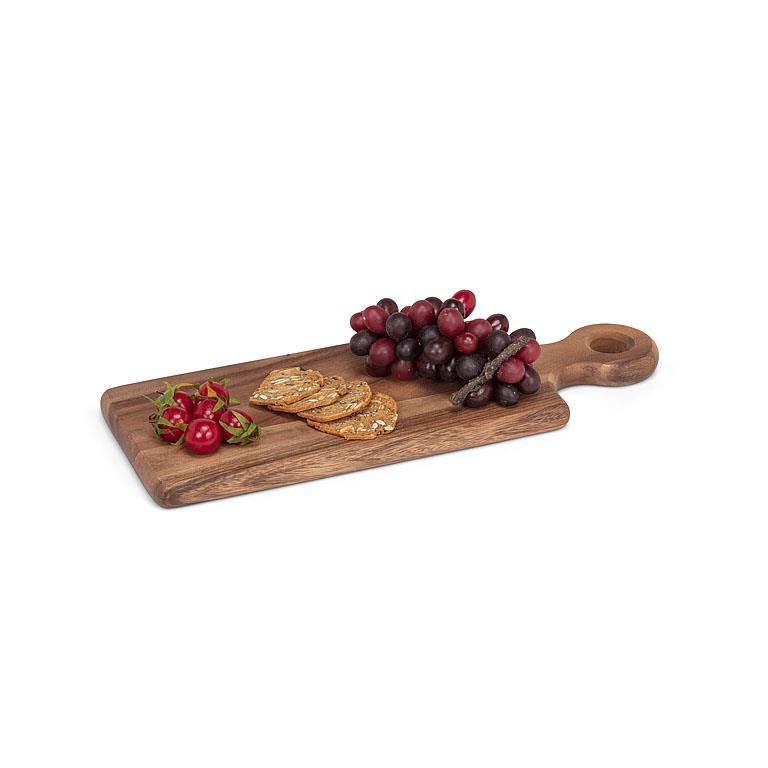 Small Rectangular Acacia Wood Serving Board with Loop Handle – Charcuterie & Cheese Board (16")