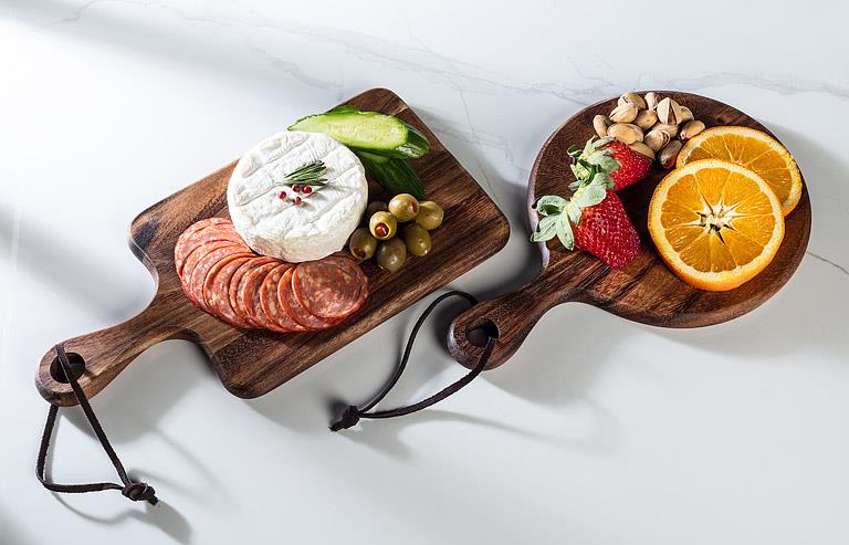Small Rectangular Acacia Wood Serving Board with Handle – Charcuterie & Cheese Board