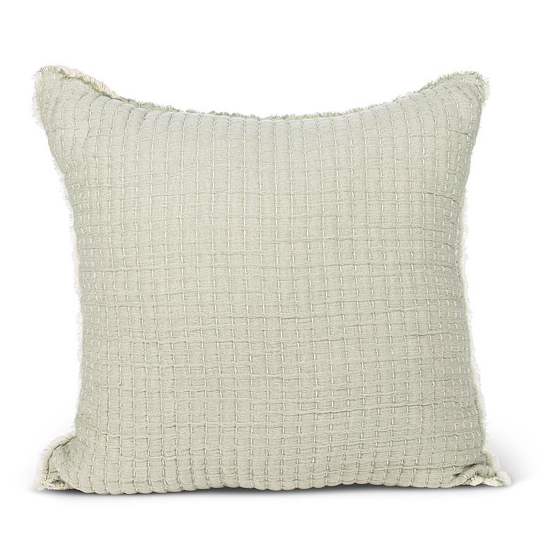 Overstitch Green Kantha Cotton-Blend Square Pillow – 20" x 20"