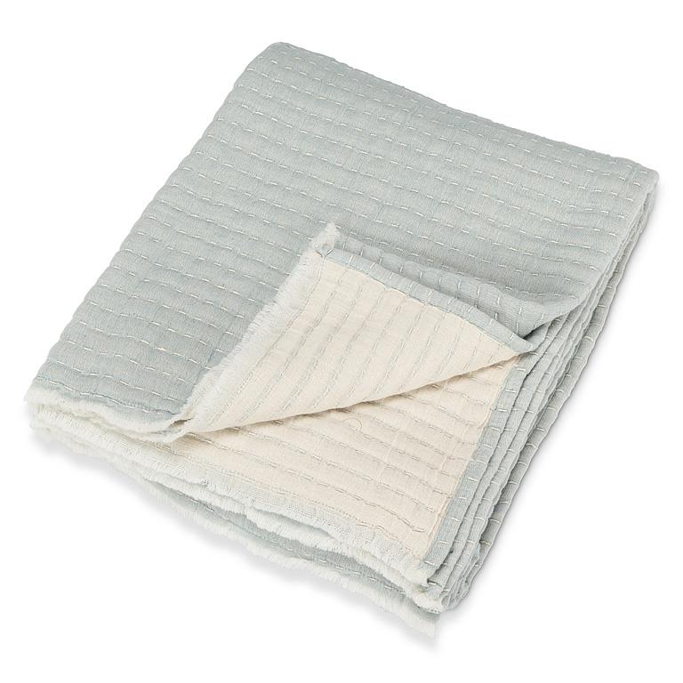 Overstitch Blue Kantha Cotton Throw – 50" x 60"