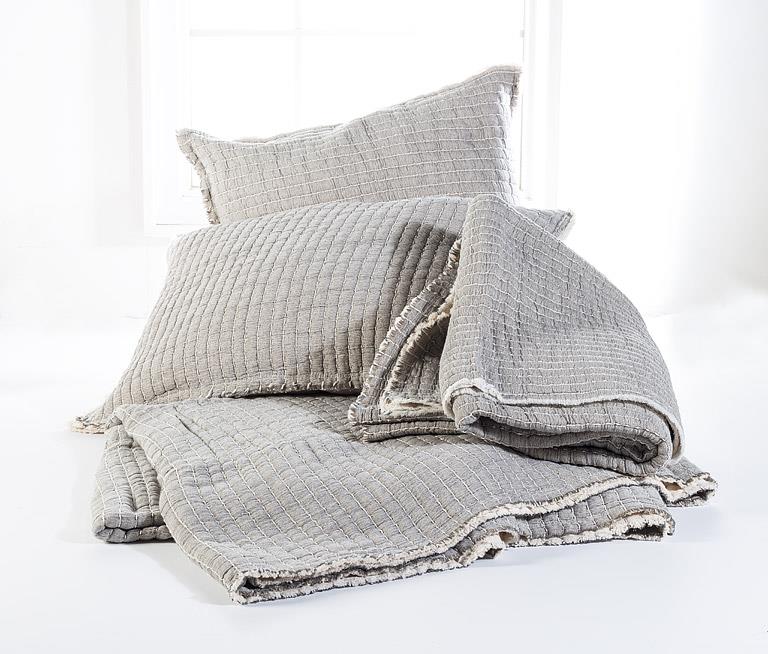 Overstitch Grey Kantha Cotton Coverlet – 90" Square