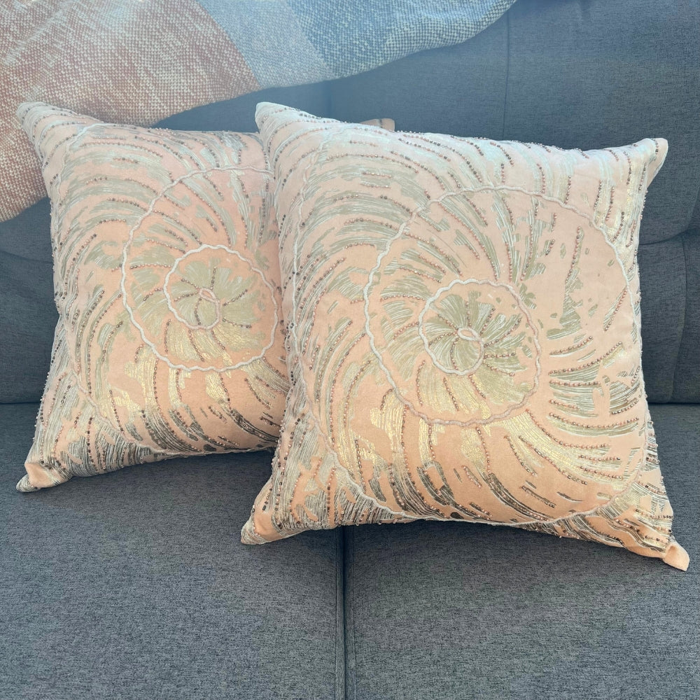 Gilded Swirls Embroidered Velvet Pillow Cover - Twins