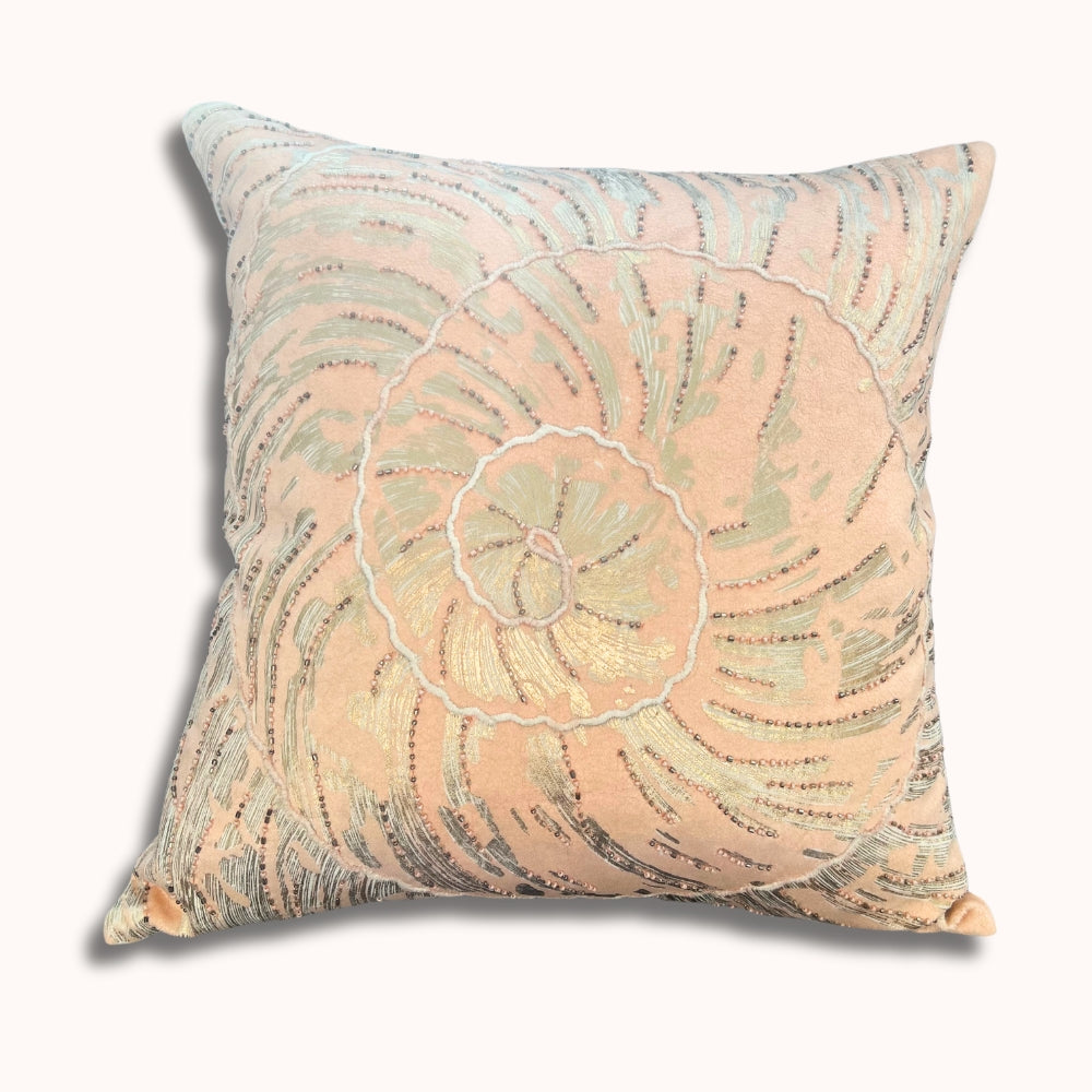 Gilded Swirls Embroidered Velvet Pillow Cover