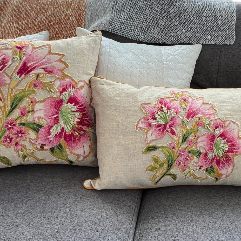 Pink Enchanté Blossom Lumbar Cotton Cushion Cover #color_pink