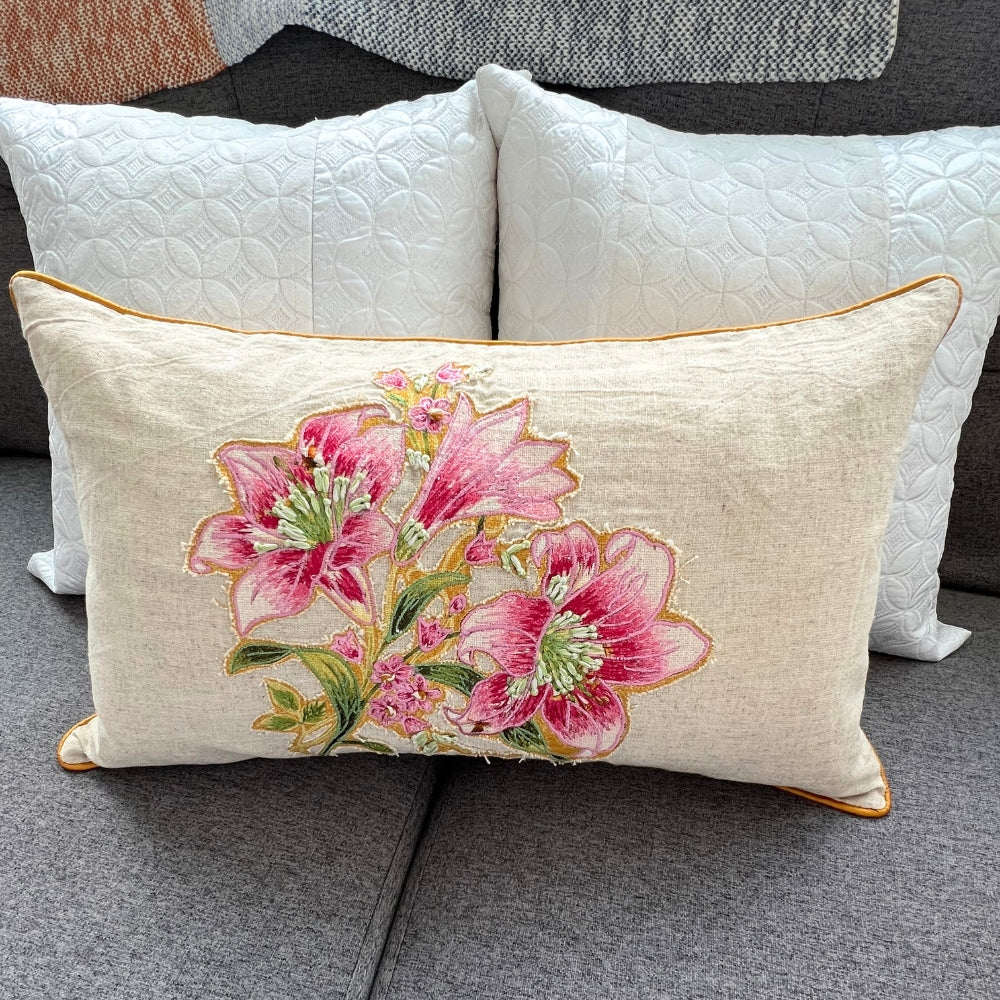 Pink Enchanté Blossom Lumbar Cotton Cushion Cover #color_pink
