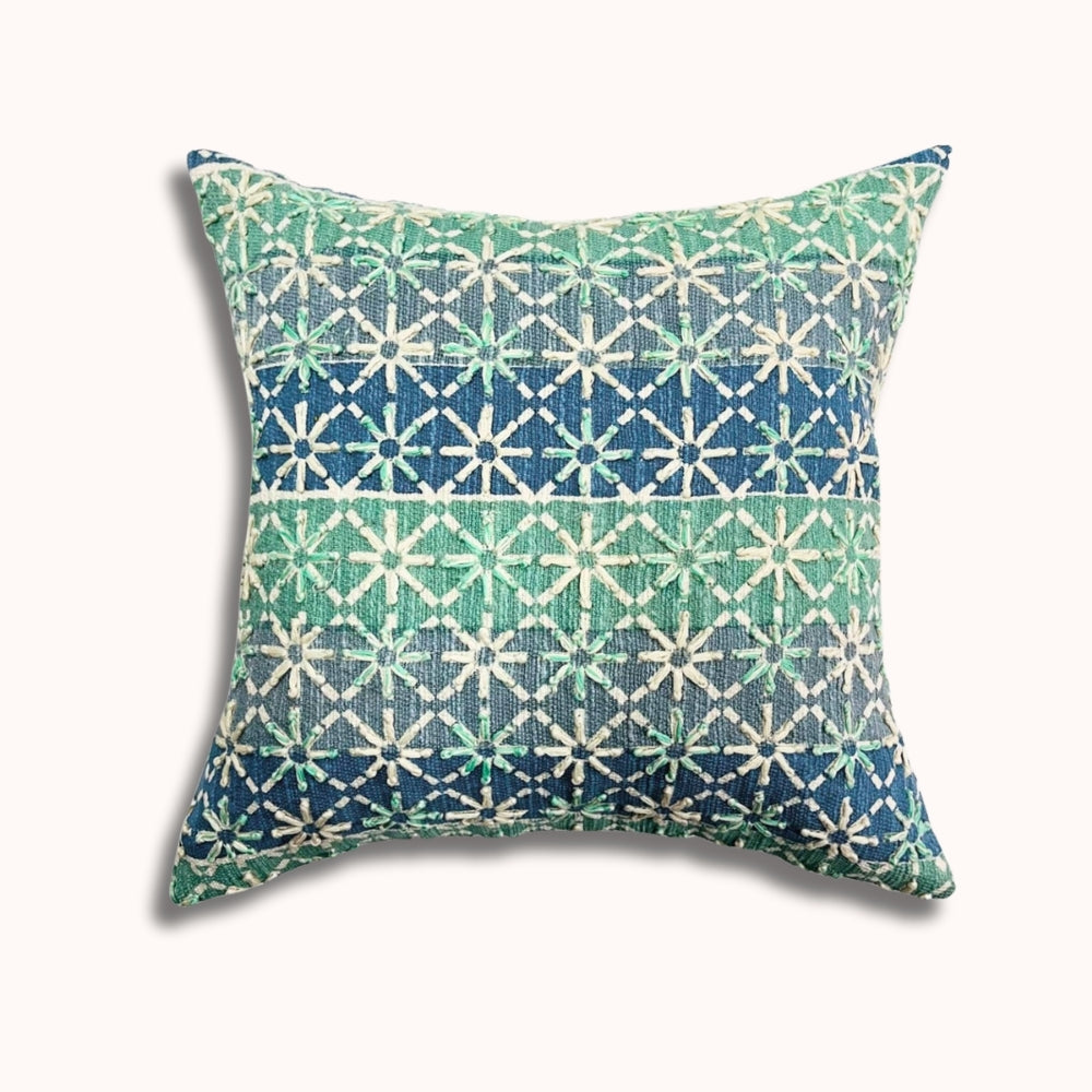 Stellar Horizon Embroidered Pillow Cover in Green #color_green/blue
