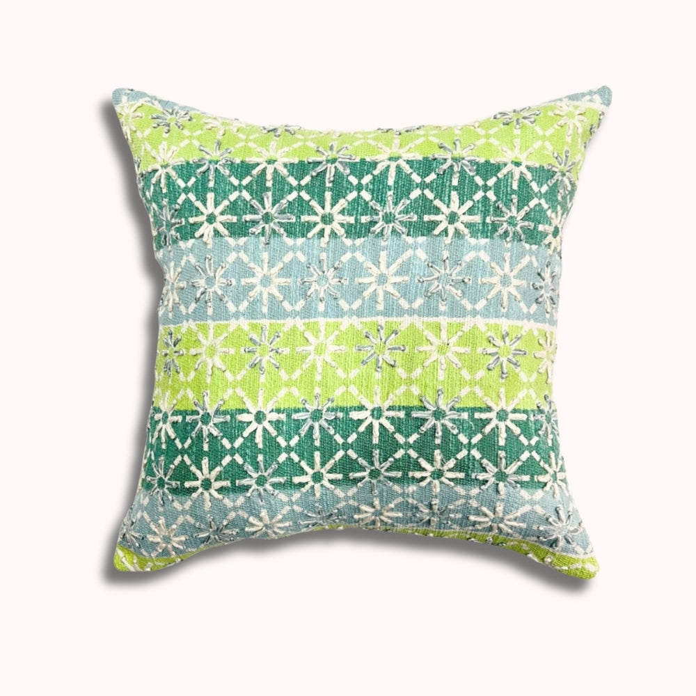 Stellar Horizon Embroidered Pillow Cover in Green/Light Green #color_green/light green