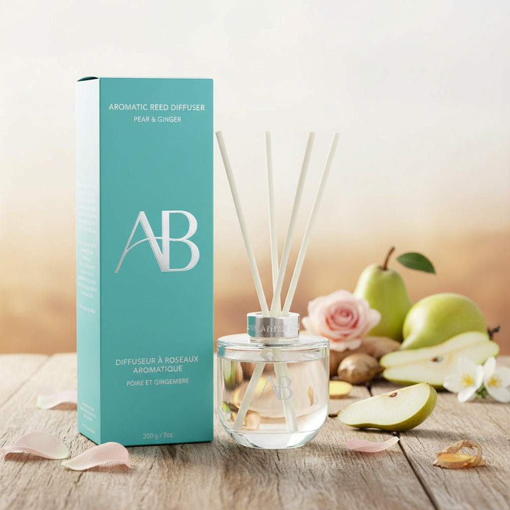 Pear Ginger Reed Diffuser with Crisp Pear & Warming Ginger Scent by Aromabotanical