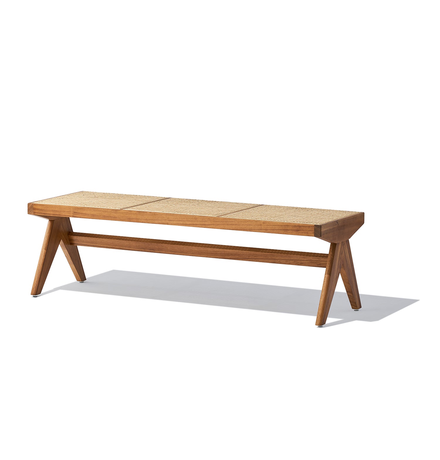 Célia Bench - Walnut & Natural Rattan