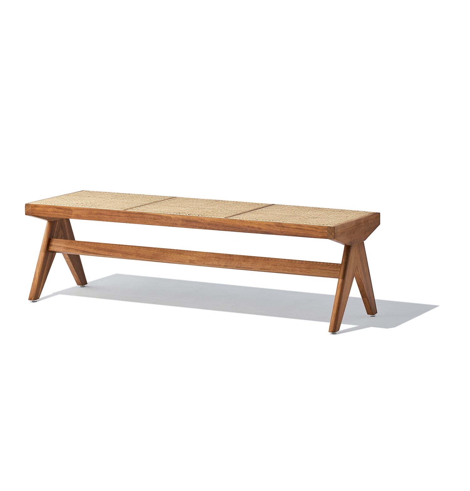 Célia Bench - Walnut & Natural Rattan