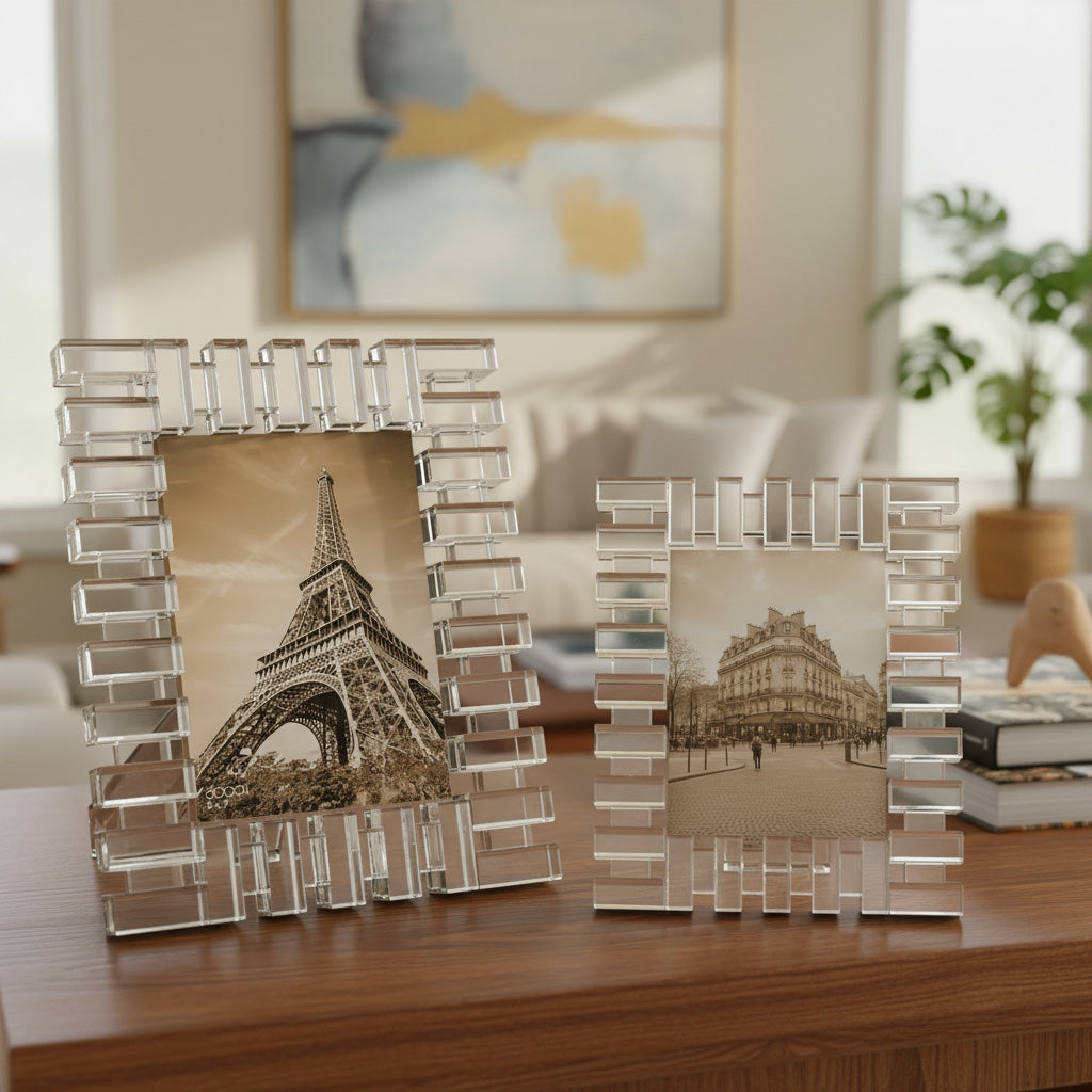 Small Optical Glass Ledge Photo Frame – 4x6 Display Frame (6.5x8.5")