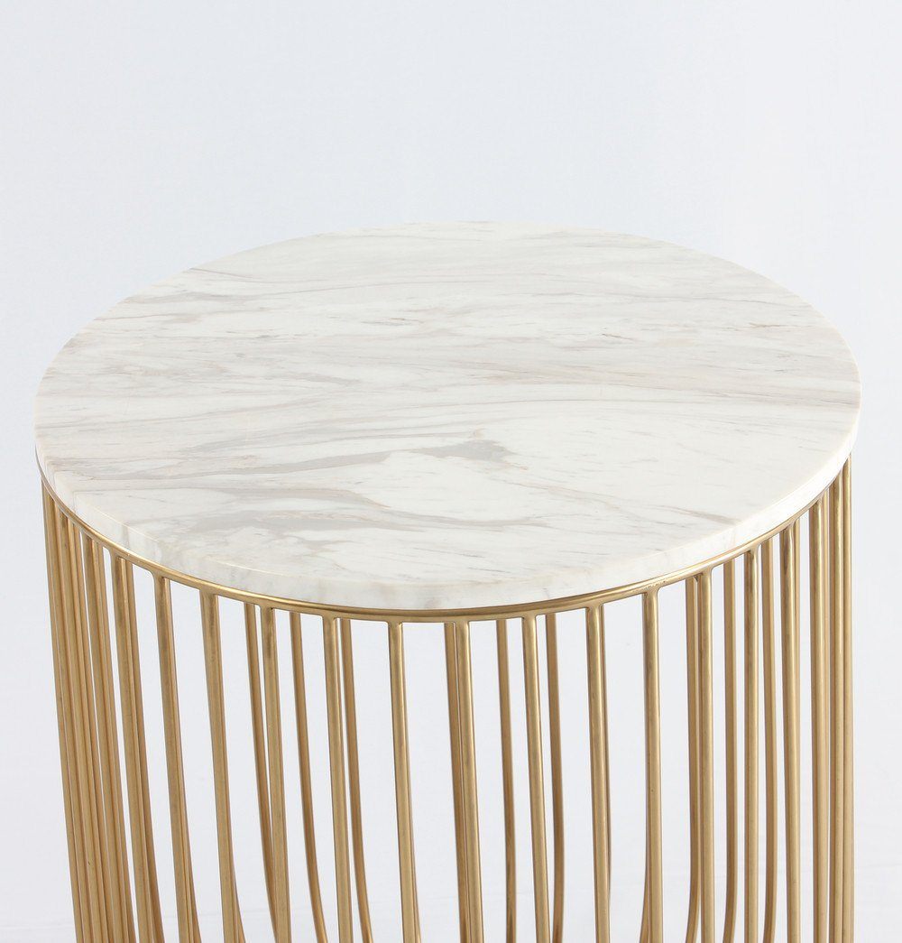 Mie Side Table - Carrara Marble Top & Gold Base