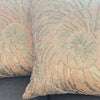 Blush Pink Velvet Pillow Cover – Gold Swirl Embroidery & Beads, Paper Silk Back