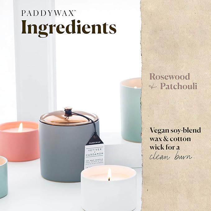 Bougie Hygge 15 Oz Bois de Rose et Patchouli par Paddywax