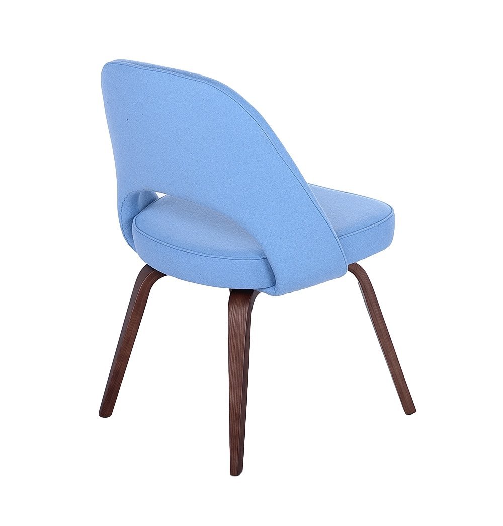 Sienna Executive Side Chair - Light Blue Fabric & Walnut Legs