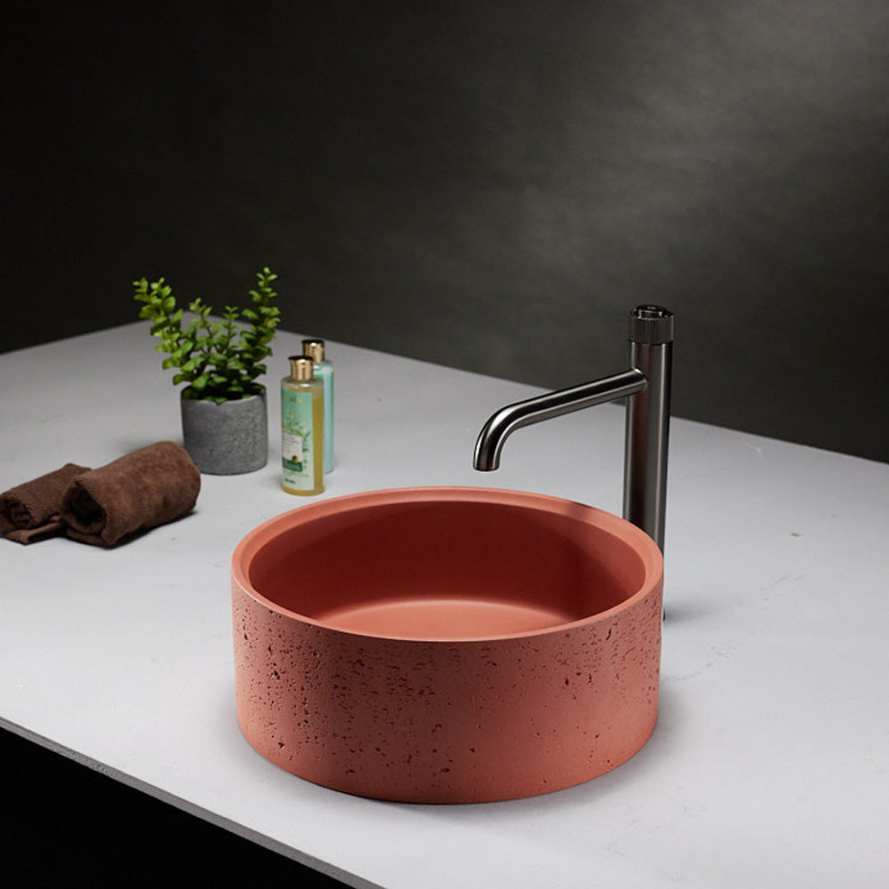 Spheris Table Mounted Sink - Terracotta Red