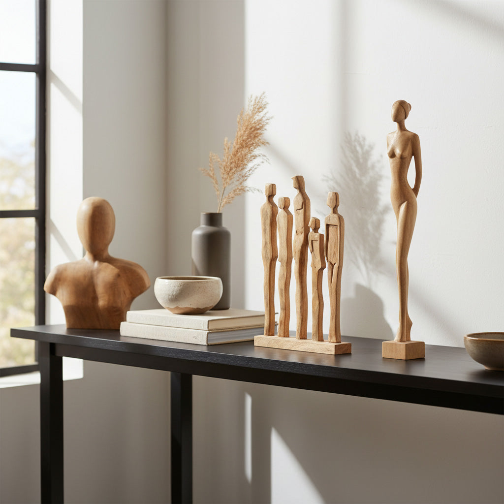 Torso Sculpture – Minimalist Natural Wood Art Décor (15")